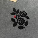 🌹 Torba na zakupy z haftowaną różą - bawełniana, melanżowa, szara, grafit na ramię