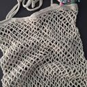 Siatka na zakupy, torba - szara, jasnoszara - na ramię, robiona na szydełku