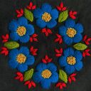 🏵️ 🌸🔸🌿 Mandala Kwiatów - Czarna torba bawełniana z ręcznym haftem