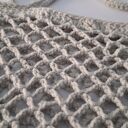 Siatka na zakupy, torba - szara, jasnoszara - na ramię, robiona na szydełku