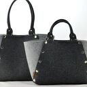 Filcowa torebka grafit i szary z napami - MAŁA