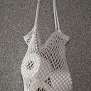 Siatka na zakupy, torba - szara, jasnoszara - na ramię, robiona na szydełku