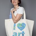 Duża torba bawełniana na zakupy I love art - Irysy van Gogha