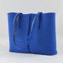 Duża niebieska torebka z filcu - minimalistyczna - niska - pojemna zakupy