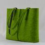 duża zielona torebka z filcu - minimalistyczna - filcowa