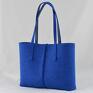 Duża niebieska torebka z filcu - minimalistyczna - niska - pojemna zakupy
