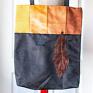 Mały Koziołek Pakowna torba z piórkiem - rudości / czerń - patchwork torebka