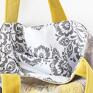 torba na zakupy - limonkowe rumianki patchwork haftowana
