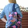 niebieskie torba na zakupy flamingi na shopperka ekologiczna zakupowa na bawełniana