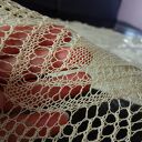 Ręcznie dziergany obrus na drutach jasno żółty - 78 cm, bawełna 100%