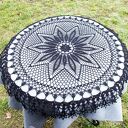 Czarna duża serweta vintage 59 cm - ręcznie szydełkowana