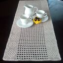 Bieżnik karmelowy z koronki - ręcznie robiony z bawełny 30 x 80 cm