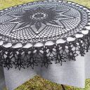 Czarna duża serweta vintage 59 cm - ręcznie szydełkowana