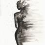 grafika 30X40 cm wykonana ręcznie, abstrakcja, kobieta, 2652149 obraz do salonu czarno biała