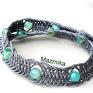 Mazmika handmade naszyjnik gray&green makramowy agat makrama