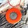 GAIA ceramika ciekawe z pomarańczowy naszyjnik wisior mandala ceramiczna jesienna biżuteria kolory
