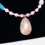 agat kamienie naturalne naszyjnik lazurowe marzenie chalcedon perły różowa hematyt
