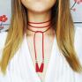 Ilovehandmade choker czerwony - simple chwościki naszyjnik