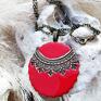 dodatki handmade ceramiczny naszyjnik wisiorek antyczny czerwony vintage kolorowa biżuteria boho