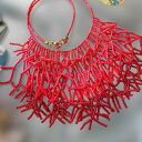 Naszyjnik Koralikowy Patyczaki Czerwone