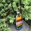 Owalny ceramiczny naszyjnik tęczowy handmade
