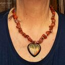 Elegancki naszyjnik z piasku pustyni z sercem z jaspisu unikat handmade świetny niebanalny prezent