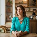 Naszyjnik boho Feboo Tala Dots - morski z ceramiką