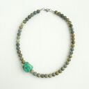 Surowy Turkus i antyczny Jaspis Naszyjnik z detalem