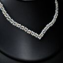 Naszyjnik ślubny Crystal AB Preciosa - ręcznie pleciony splot V