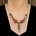 Agat DZI i rudraksha w niezwykłym etnicznym naszyjniku unikat handmade UNISEX, super