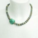 Surowy Turkus i antyczny Jaspis Naszyjnik z detalem