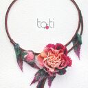 Kwiatowy naszyjnik piwonia. kolia z japońskich koralików