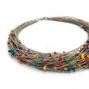 NASZYJNIK Z LNU Z MASĄ PERŁOWĄ multikolor