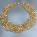 Naszyjnik Perłowe Złote Szklane Korale 25.171