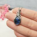 Naszyjnik Labradoryt Mini stal chirurgiczna wisiorek handmade wirewrapping