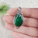 Naszyjnik Malachit "Leśny Mróz" stal chirurgiczna wisiorek handmade
