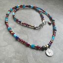 błękit z burgundem srebro 925