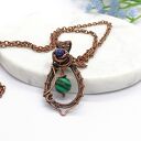 Miedziany naszyjnik z malachitem i lapis lazuli