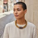Lniany naszyjnik Harvest 2 z ręcznie wykonaną ceramiką