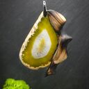 Naszyjnik - wiąz i agat żółty premium, pirografia, wood Jewellery, wisiorek