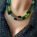 Naszyjnik Zielony Wąż Sznur Koralikowy