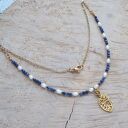 Naszyjnik romantycznie anatomicznie szafir perły