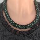 Naszyjnik Zielony Wąż Sznur Koralikowy Królewski