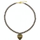 Naszyjnik Vintage z Ażurowym Sercem i Matowym Jadeitem - Elegancja Retro