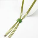 Długi Naszyjnik Boho z Zielonych Szklanych Korali - Ręcznie Pleciony z Regulowanym Zapięciem