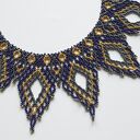Etniczny naszyjnik 'Azure & Gold' - kolia z koralików szklanych