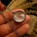 Naszyjnik Serca - Różowy Kwarc Srebro IV