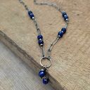 Delikatny naszyjnik z lapis lazuli i srebra 925 - handmade 