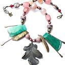 Elegancki naszyjnik boho z chalcedonem, agatem i rodochrozytem
