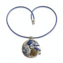 Naszyjnik z witrażowym wisiorem Evia - jaspis, hematyt i lapis lazuli